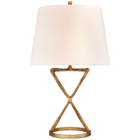 Anneu Table Lamp in Gilded Iron with Linen Shade