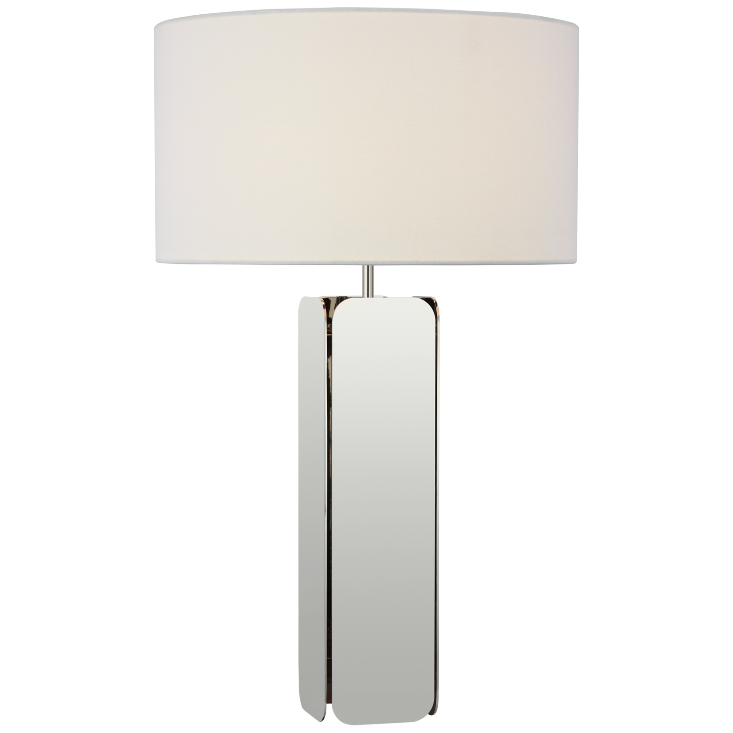 Abri Large Paneled Table Lamp in Polished Nickel with Linen Shade Open Box