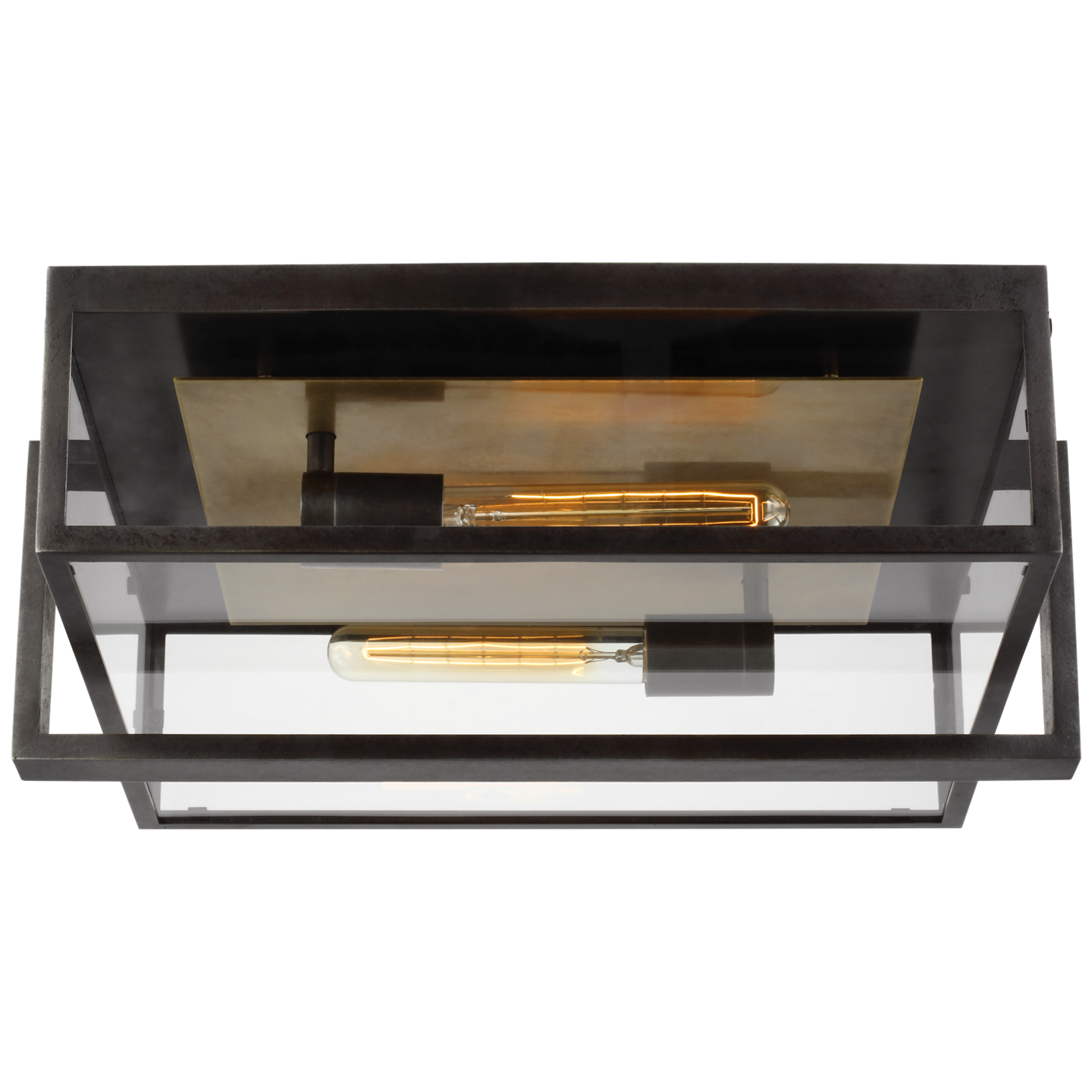 Halle 17" Flush Mount in Aged Iron with Clear Glass