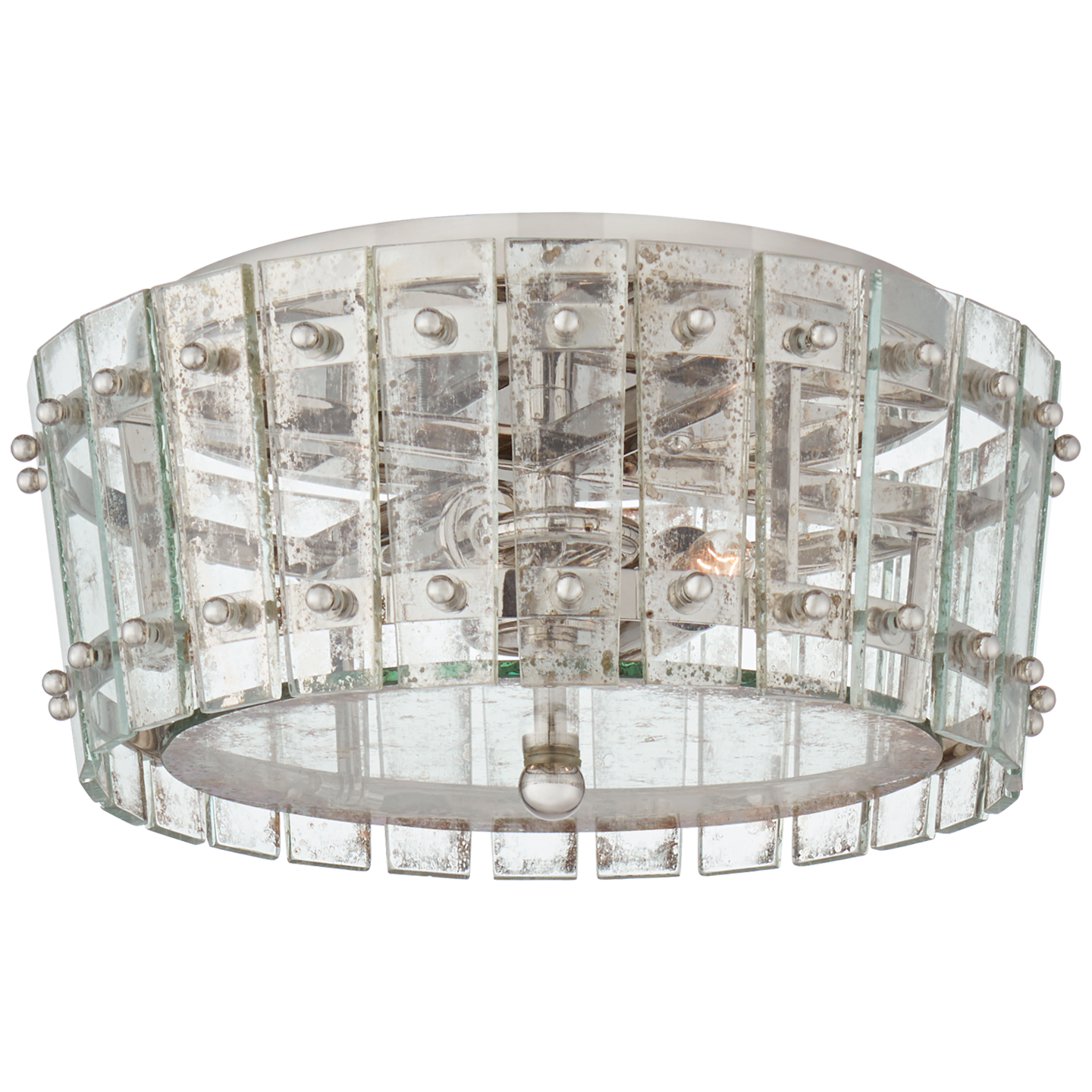 Cadence Small Single-Tier Flush Mount in Polished Nickel with Antique Mirror