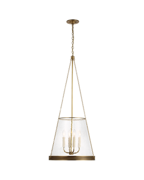 Reese 18" Pendant in Soft Brass with Clear Restoration Glass