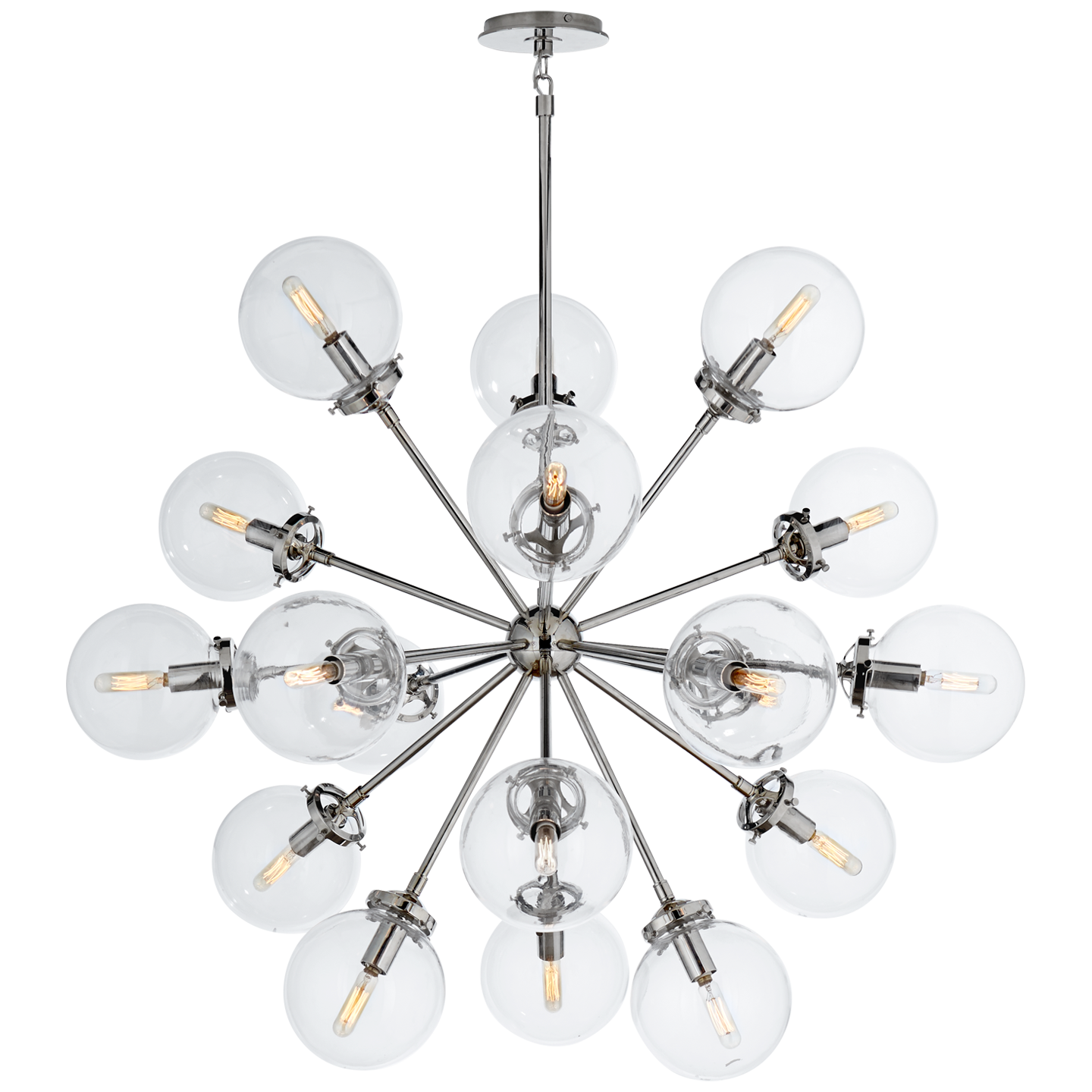 Bistro Medium Round Chandelier in Polished Nickel with Clear Glass