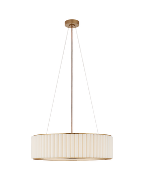 Palati Large Hanging Shade in Hand-Rubbed Antique Brass with Linen Shade