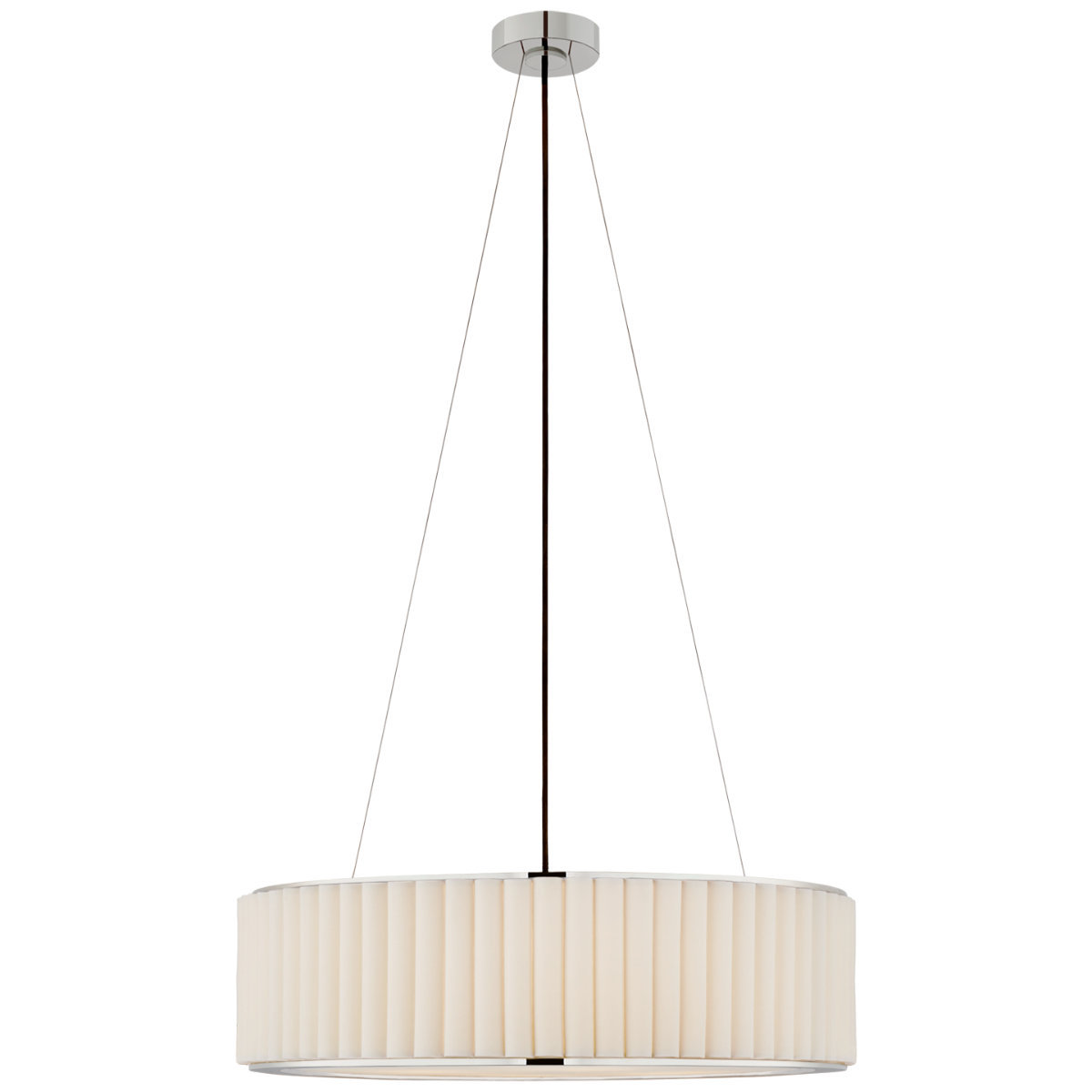 Palati Large Hanging Shade in Polished Nickel with Linen Shade