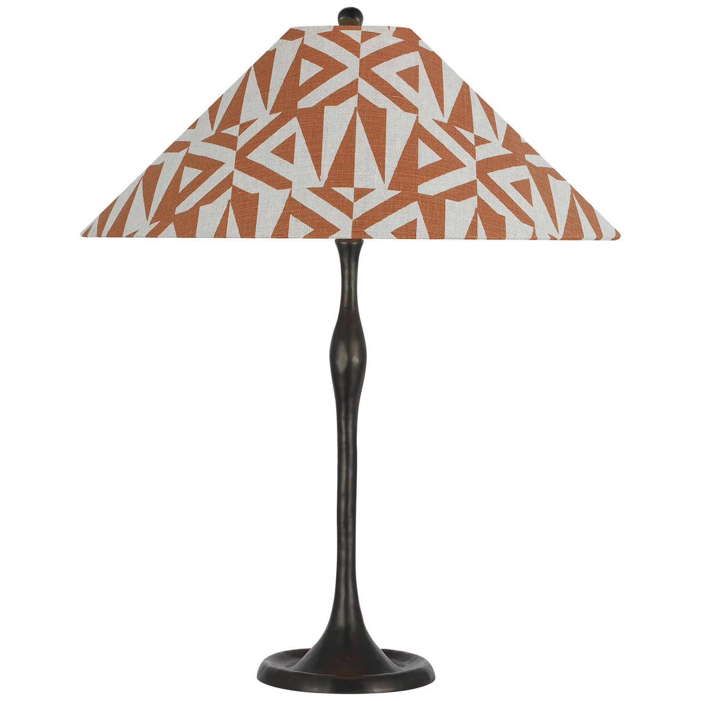 Romero Medium Table Lamp in Bronze with Schumacher 19" Brick Amero Flare Shade