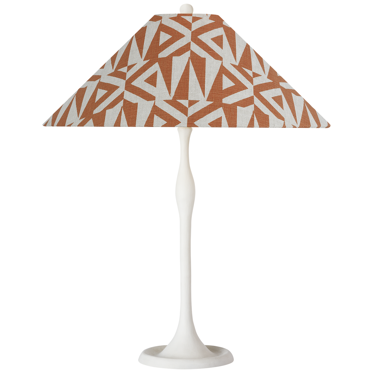 Romero Medium Table Lamp in Plaster White with Schumacher 19" Brick Amero Flare Shade