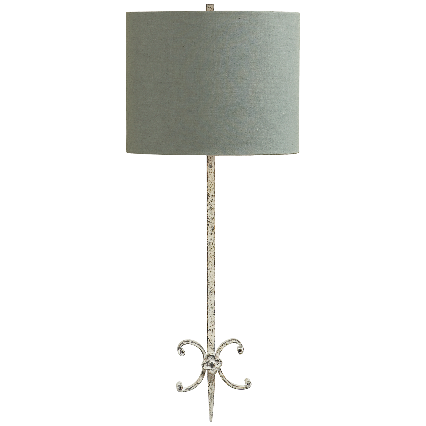 Roswell Sconce in Belgian White with Blue Linen Shade