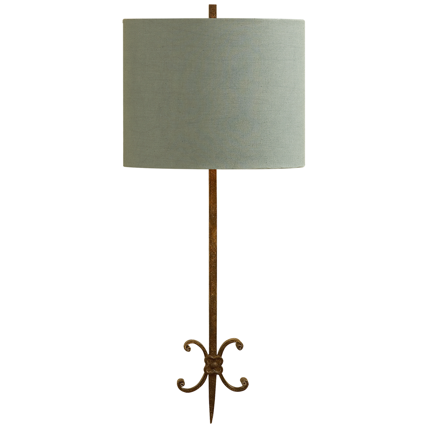 Roswell Sconce in Natural Rust with Blue Linen Shade