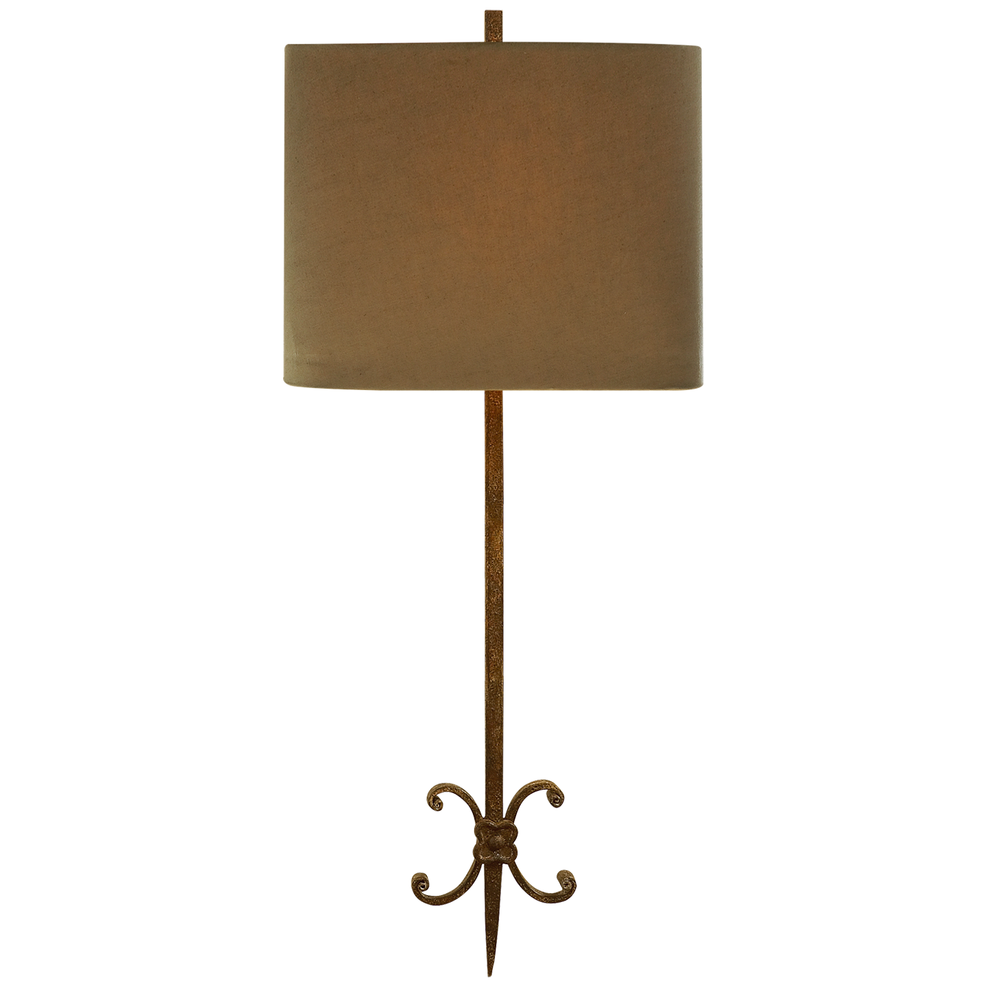 Roswell Sconce in Natural Rust with Taupe Linen Shade