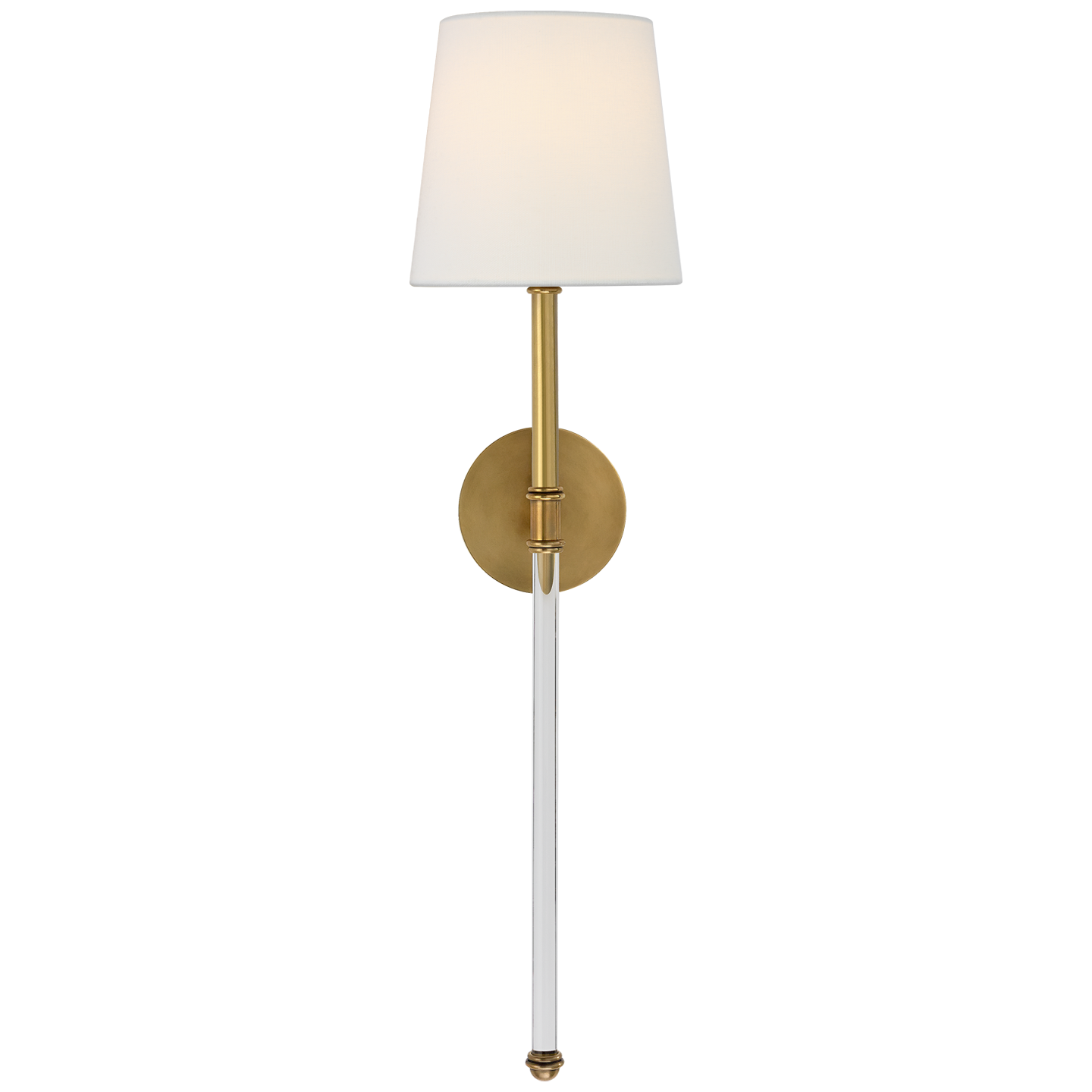 Camille Large Tail Sconce in Hand-Rubbed Antique Brass with Linen Shade