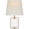 Henri Framed Jewel Sconce in Crystal and Hand-Rubbed Antique Brass with Linen Shade