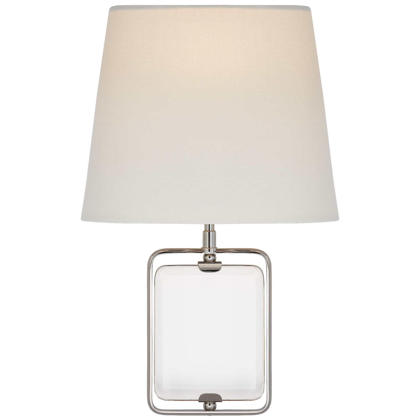 Henri Framed Jewel Sconce in Crystal and Polished Nickel with Linen Shade (Open Box)