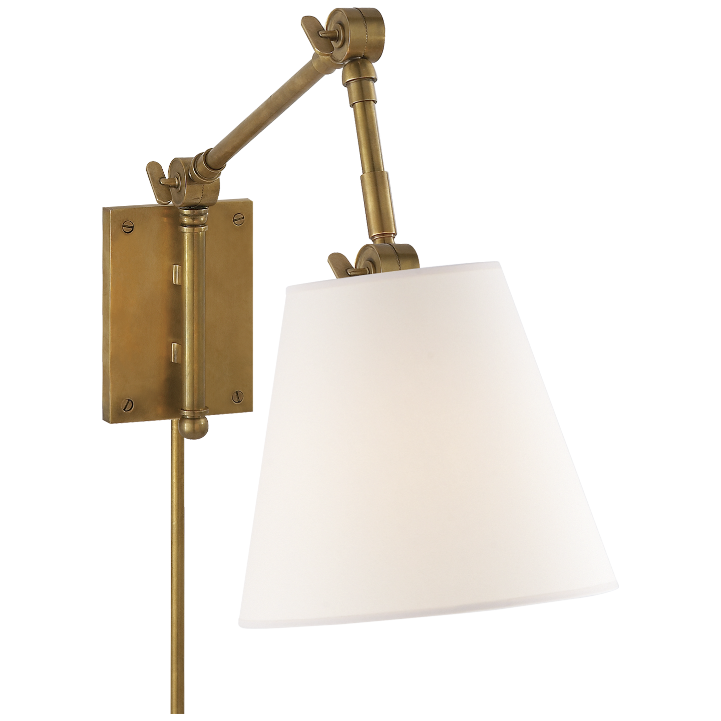 Graves Pivoting Sconce in Hand-Rubbed Antique Brass with Linen Shade