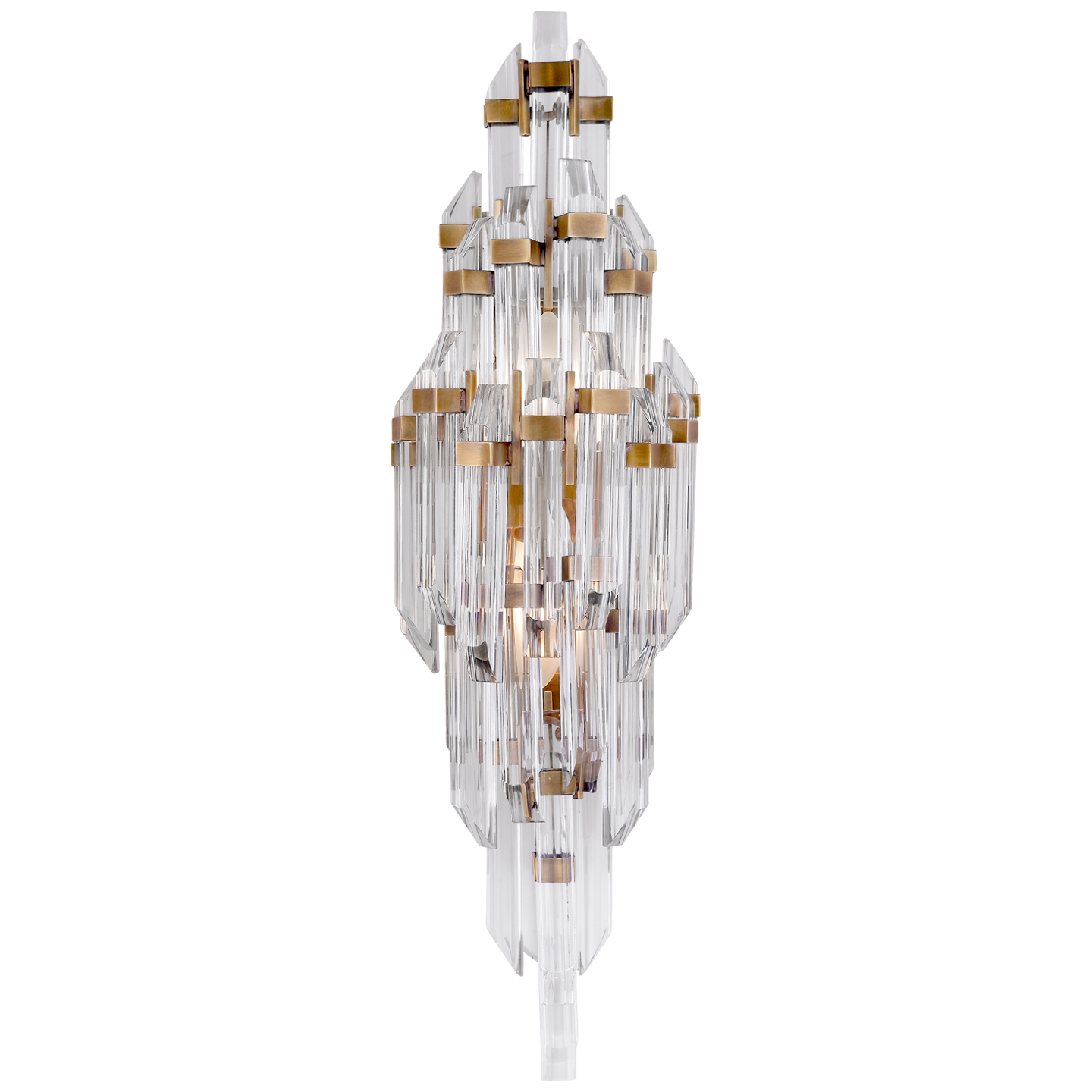 Adele Small Sconce in Hand-Rubbed Antique Brass with Clear Acrylic