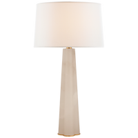 Adeline Large Quatrefoil Table Lamp in Alabaster with Linen Shade