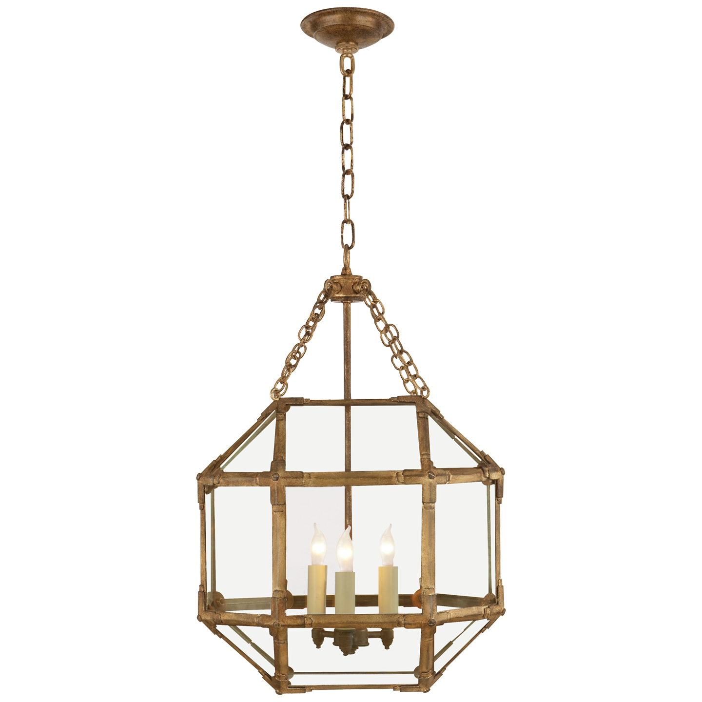 Morris Small Lantern in Gilded Iron with Clear Glass