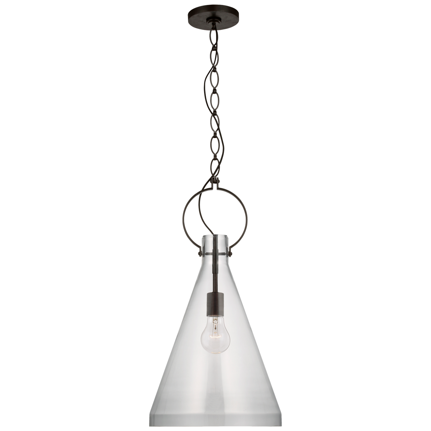 Limoges Tall Pendant in Natural Rust with Clear Glass  Open Box