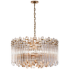 Adele Large Wide Drum Chandelier in Hand-Rubbed Antique Brass with Clear Acrylic