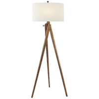 Tripod Floor Lamp in French Wax with Linen Shade