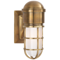 Marine Wall Light in Hand-Rubbed Antique Brass with White Glass