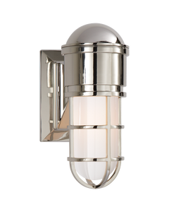 Marine Wall Light in Polished Nickel with White Glass