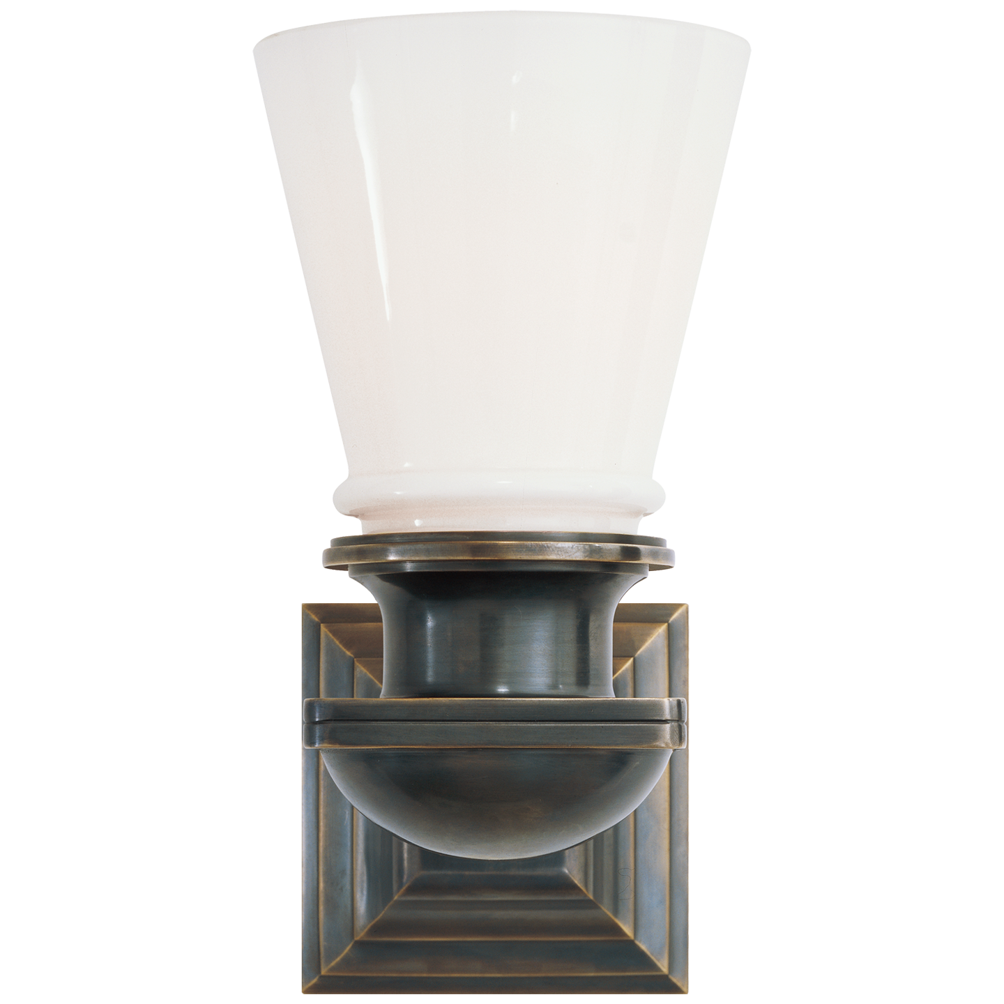 New York Subway Single Light in Bronze with White Glass