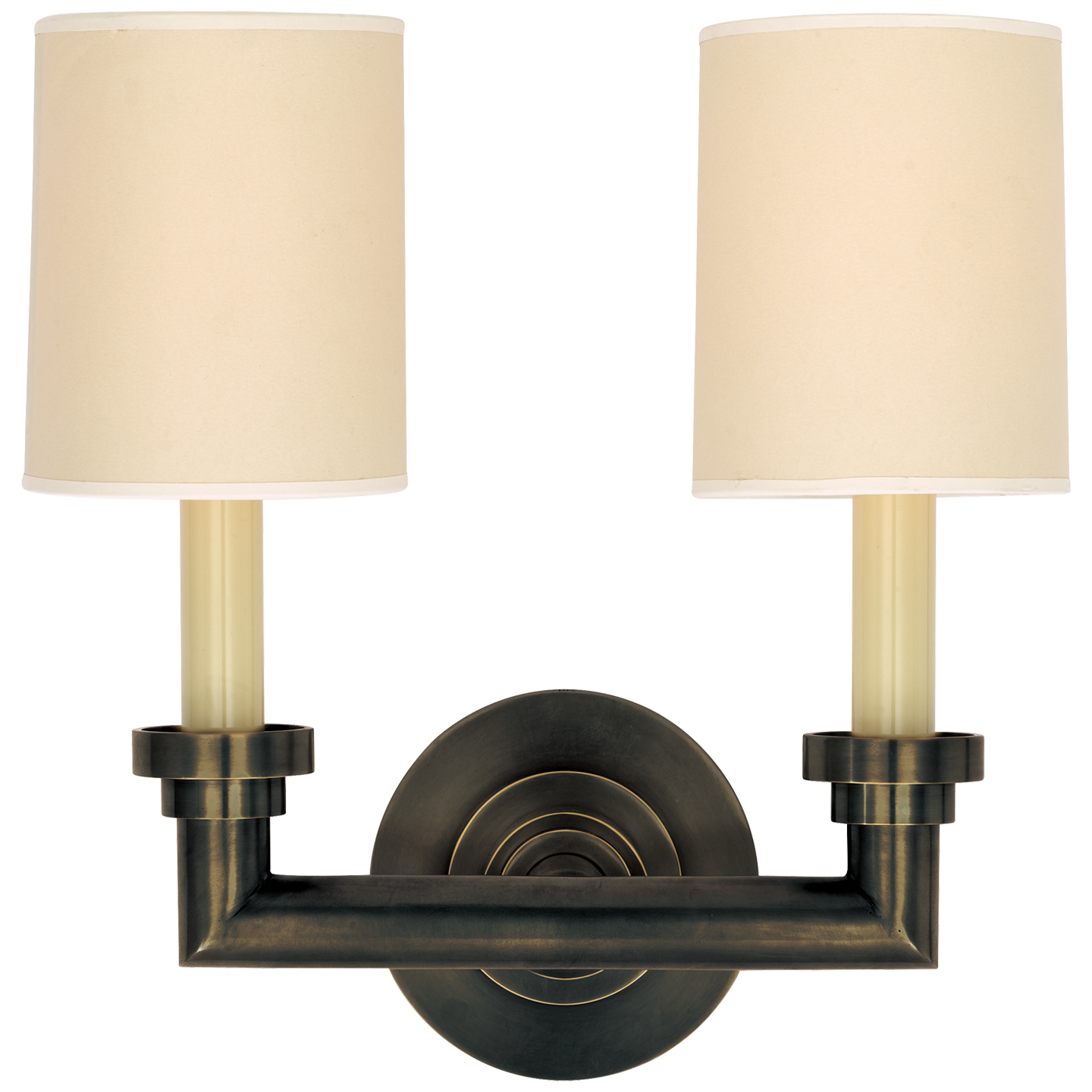 Wilton Double Sconce in Bronze with Natural Paper Shades