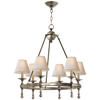 Classic Mini Ring Chandelier in Antique Nickel with Natural Paper Shades