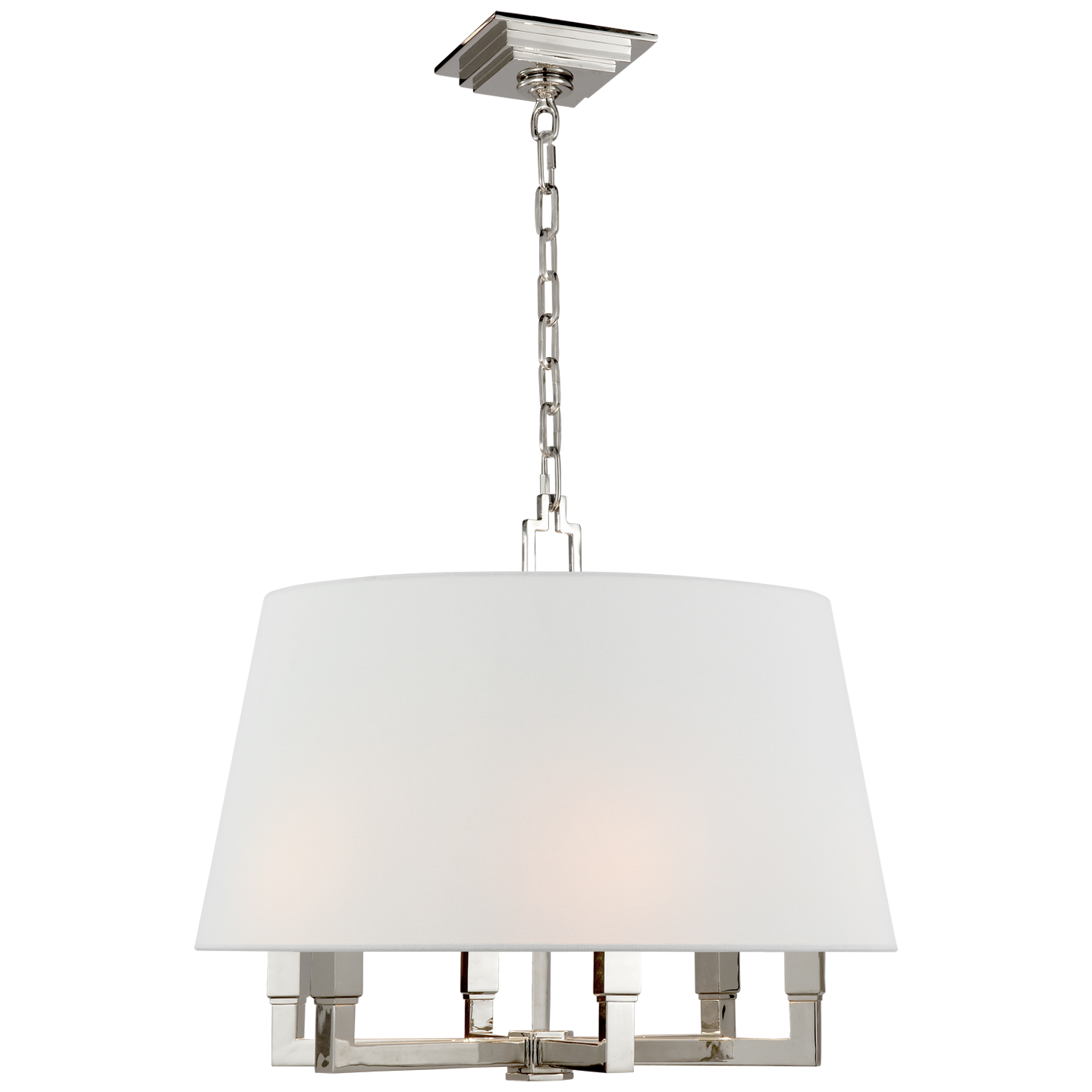 Square Tube Hanging Shade in Polished Nickel with Linen Shade Open Box