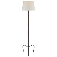 Albert Petite Tri-Leg Floor Lamp in Aged Iron with Natural Percale Shade