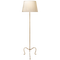 Albert Petite Tri-Leg Floor Lamp in Gilded Iron with Silk Box Pleat Shade