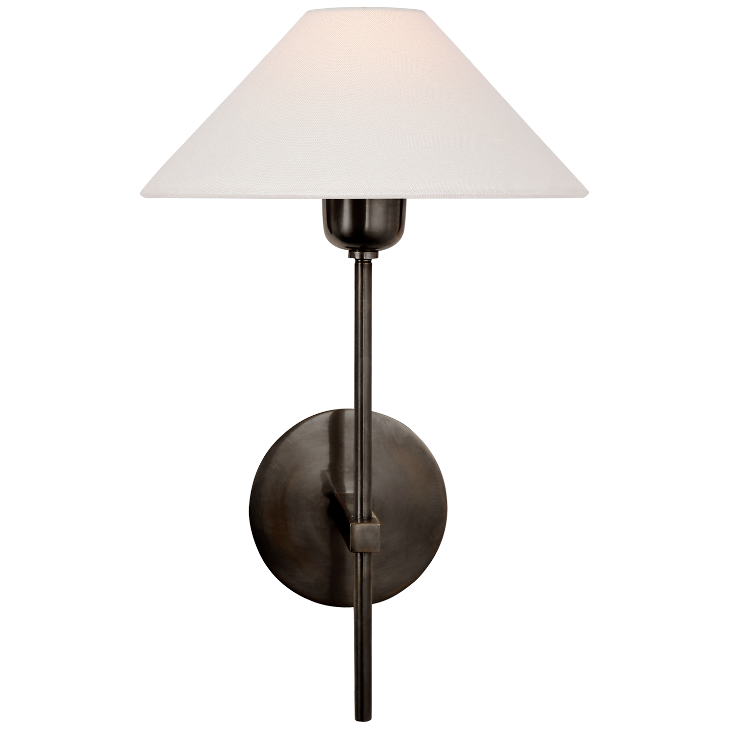 Hackney Single Sconce in Bronze with Linen Shade