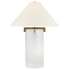 Brooks Table Lamp in Crystal and Gilded Iron with Linen Shade