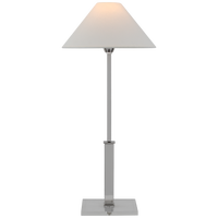 Asher Table Lamp in Polished Nickel and Crystal with Linen Shade