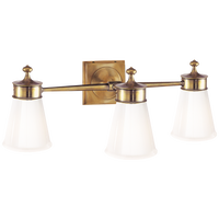 Siena Triple Sconce in Hand-Rubbed Antique Brass with White Glass
