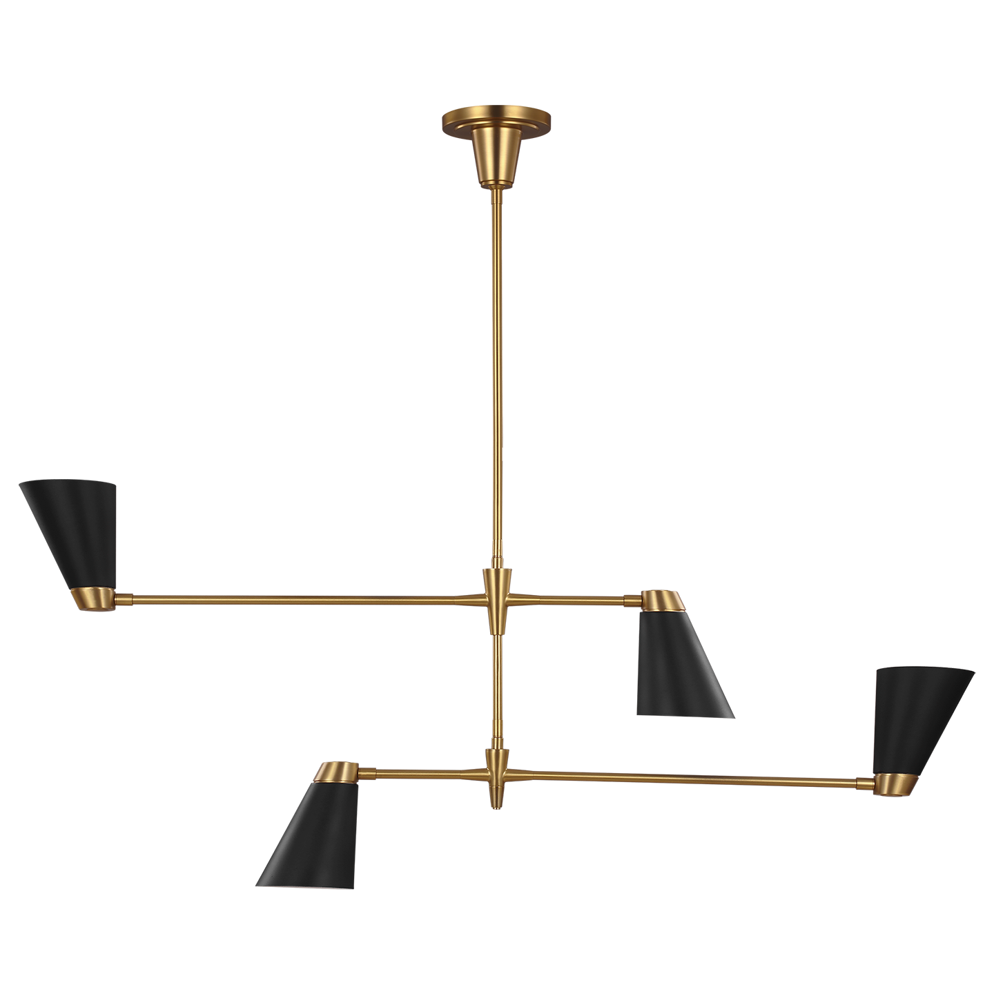 Signoret Medium Chandelier in Burnished Brass with Matte Black