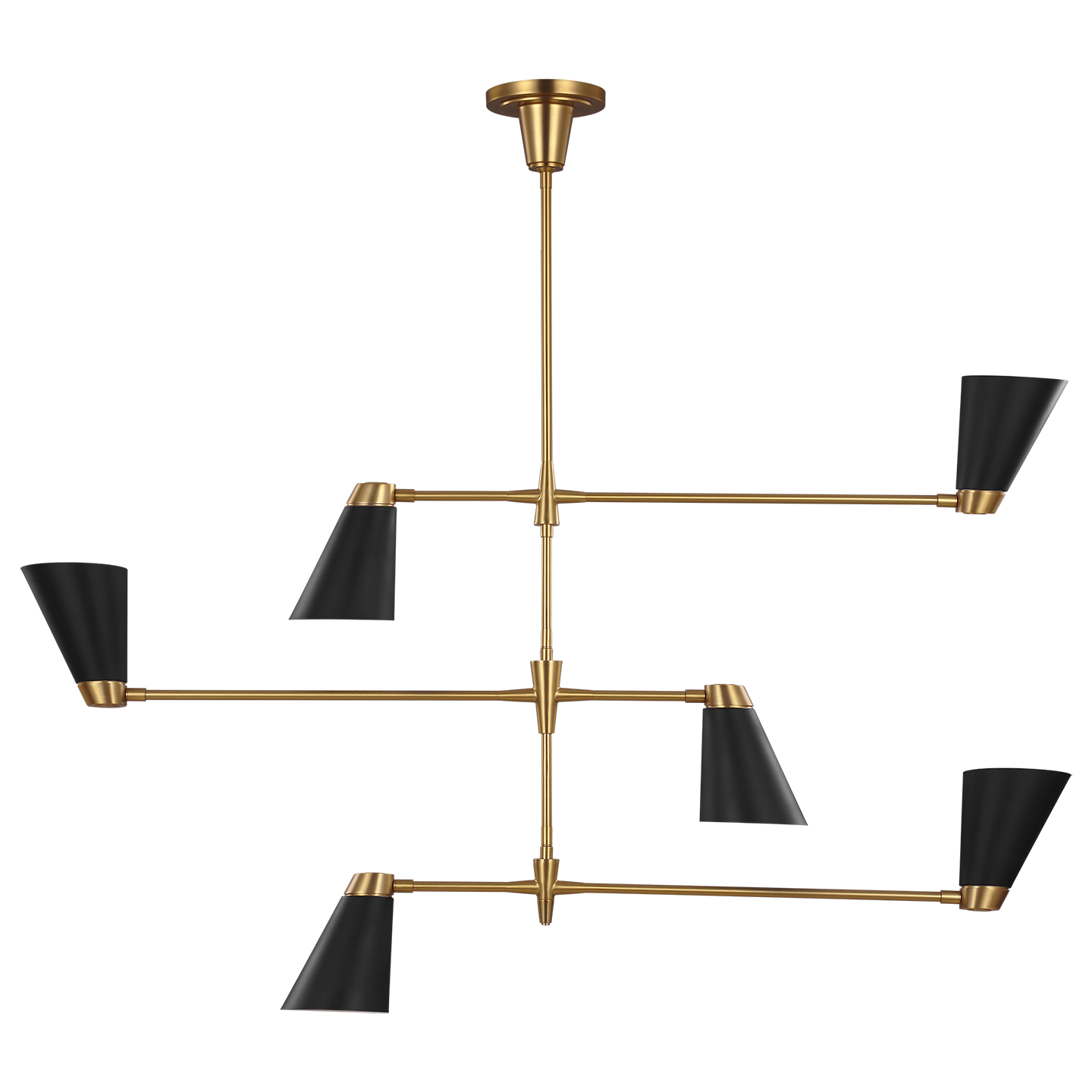 Signoret Large Chandelier in Burnished Brass with Matte Black