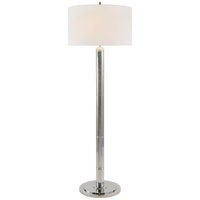 Longacre Floor Lamp in Polished Nickel with Linen Shade