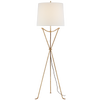 Neith Large Tripod Floor Lamp in Gild with Linen Shade