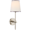 Bryant Sconce in Polished Nickel with Linen Shade with Silver Tape Open Box