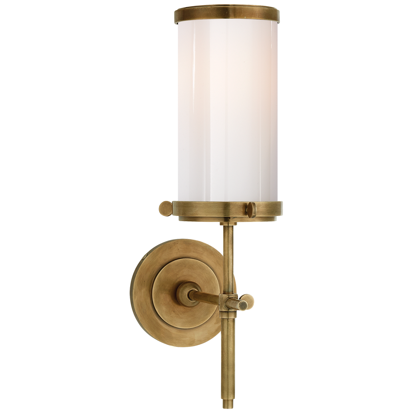 Bryant Bath Sconce in Hand-Rubbed Antique Brass with White Glass