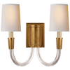 Vivian Double Sconce in Hand-Rubbed Antique Brass with Natural Paper Shades