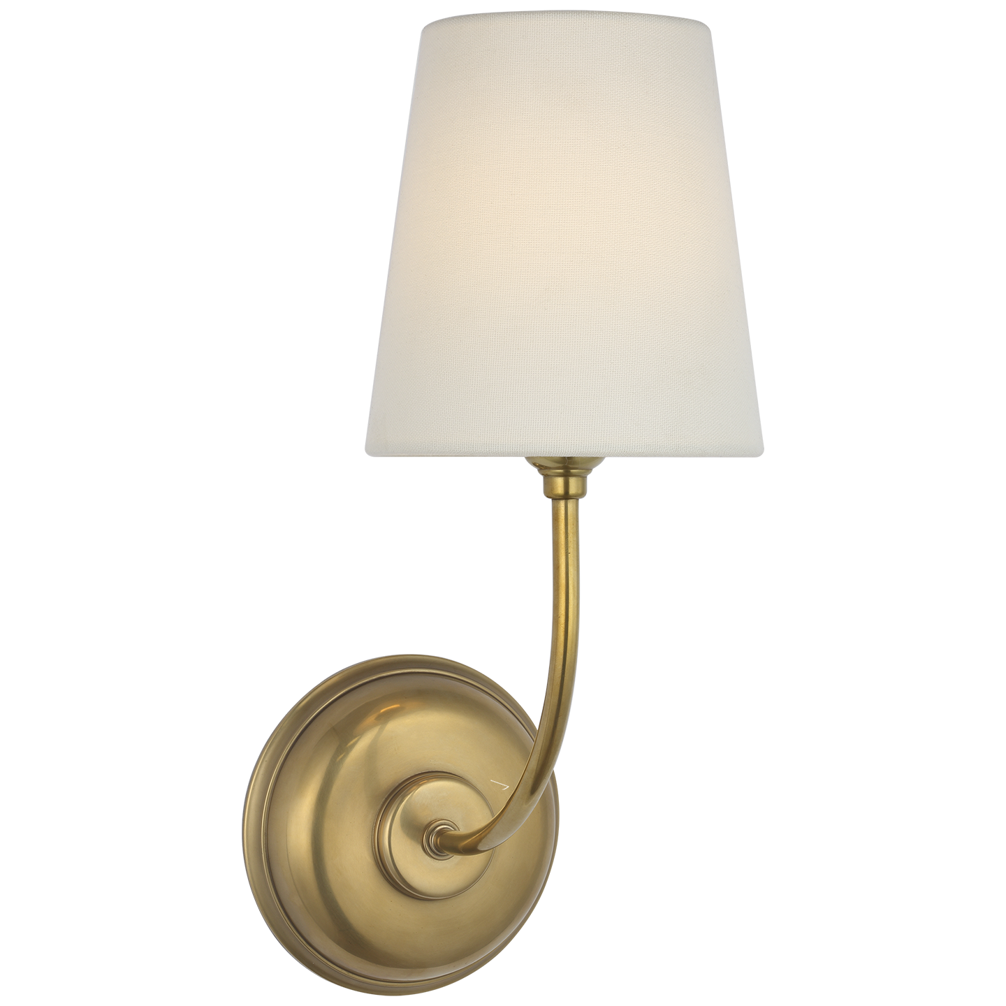 Vendome 16" Cordless Single Sconce in Hand-Rubbed Antique Brass with Linen Shade 220V