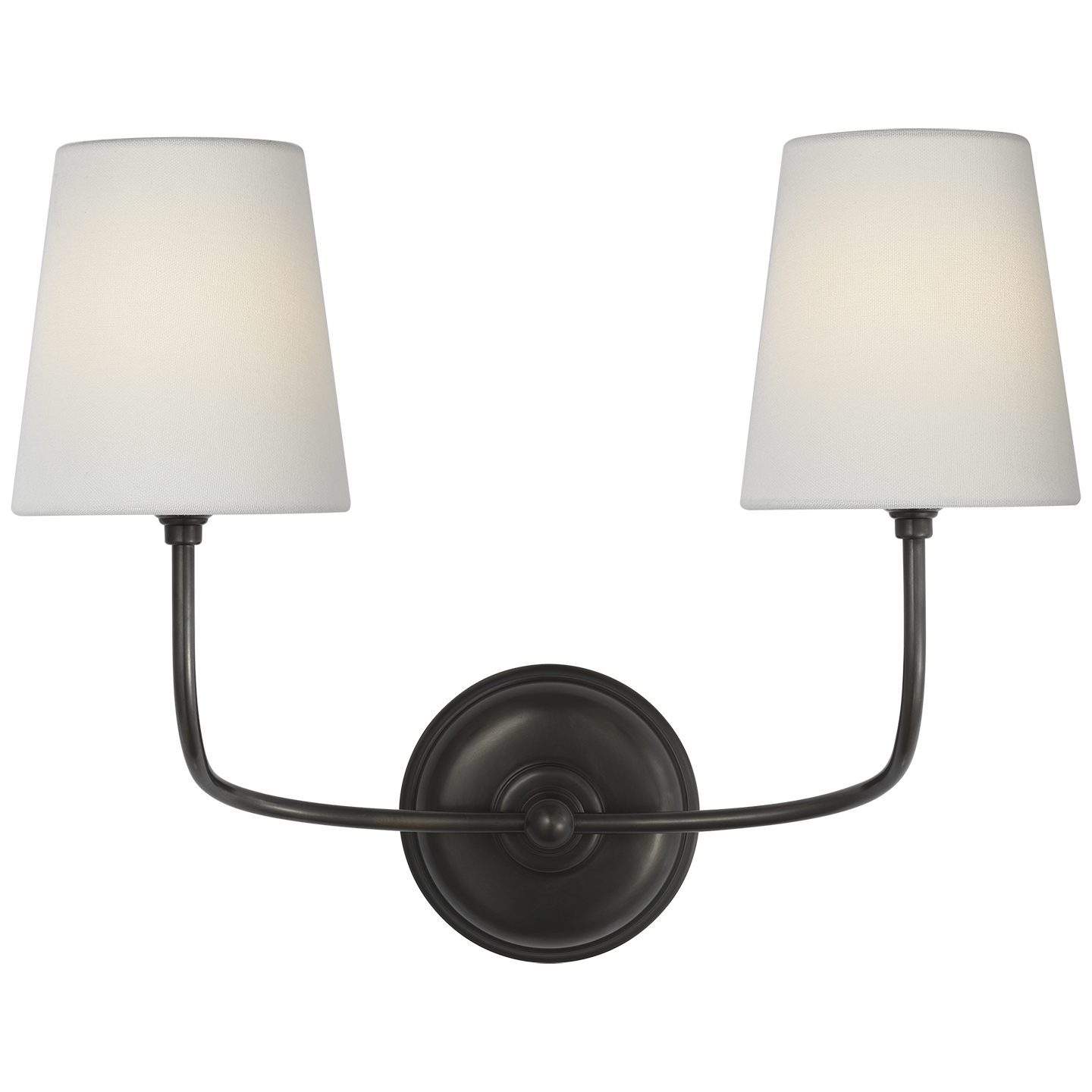 Vendome 16" Cordless Double Sconce in Bronze with Linen Shades 220V