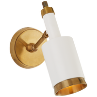 Anders Small Articulating Wall Light in Hand-Rubbed Antique Brass and White