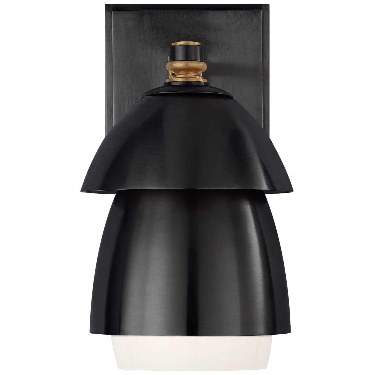 Whitman Small Sconce in Bronze and Hand-Rubbed Antique Brass with Bronze and White Glass Shade