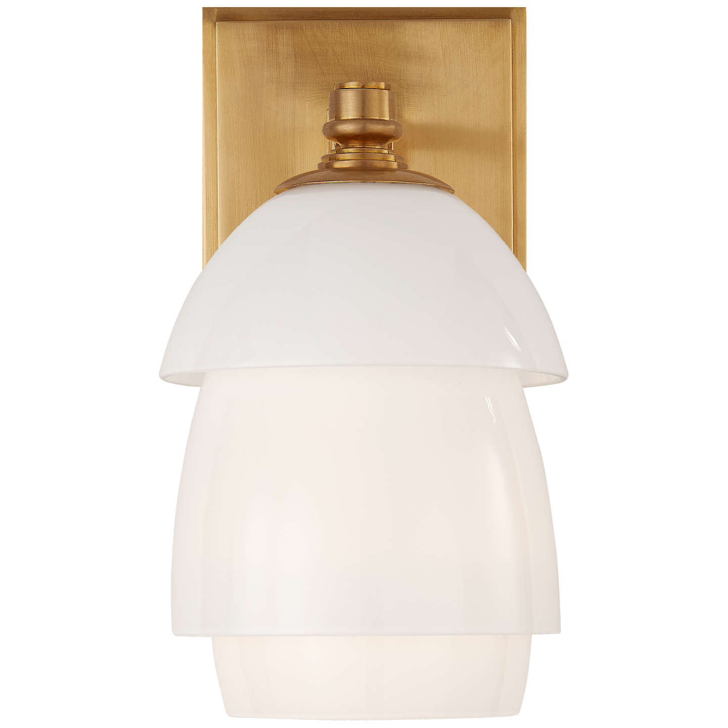 Whitman Small Sconce in Hand-Rubbed Antique Brass with White Glass Shade