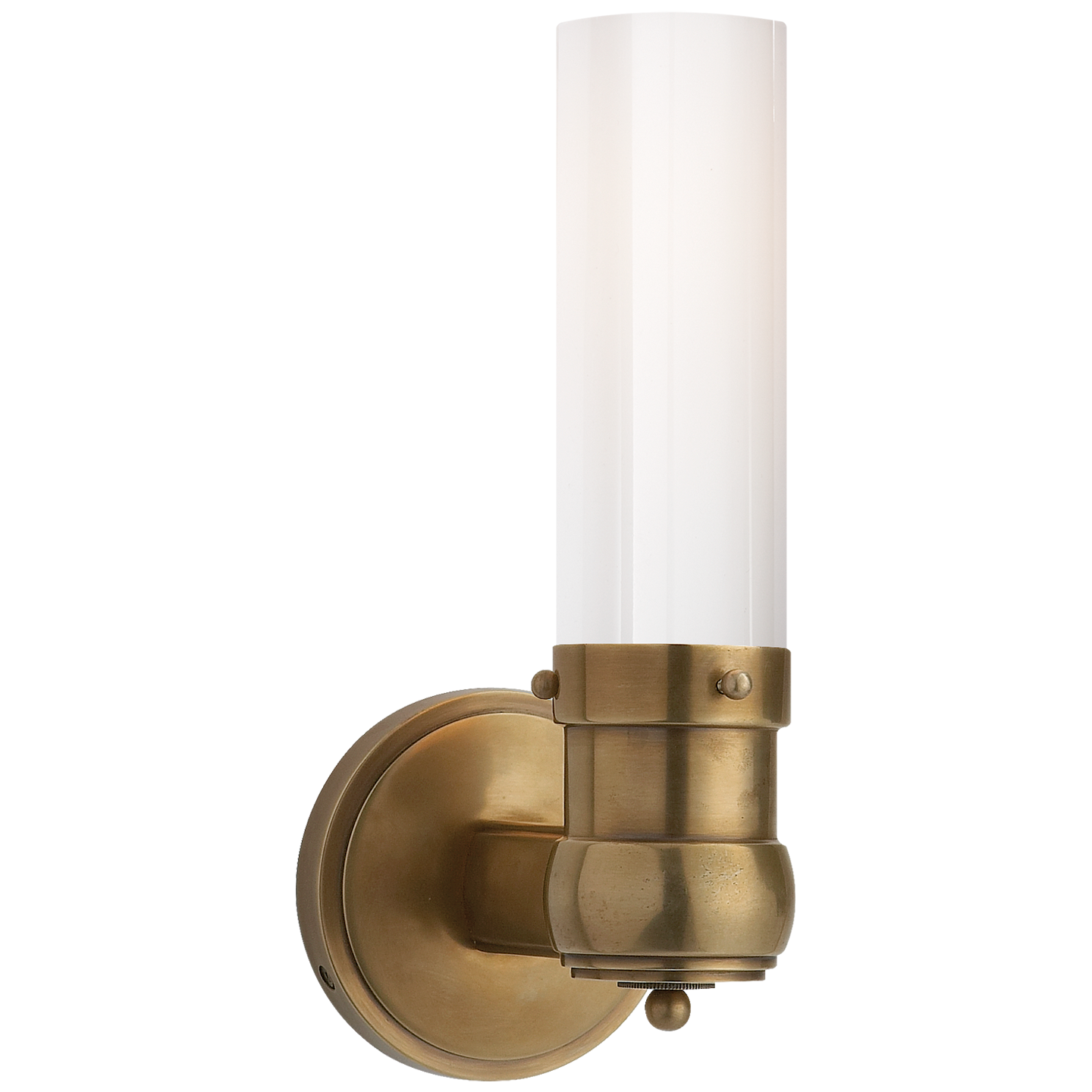 Graydon Single Bath Light in Hand-Rubbed Antique Brass with White Glass