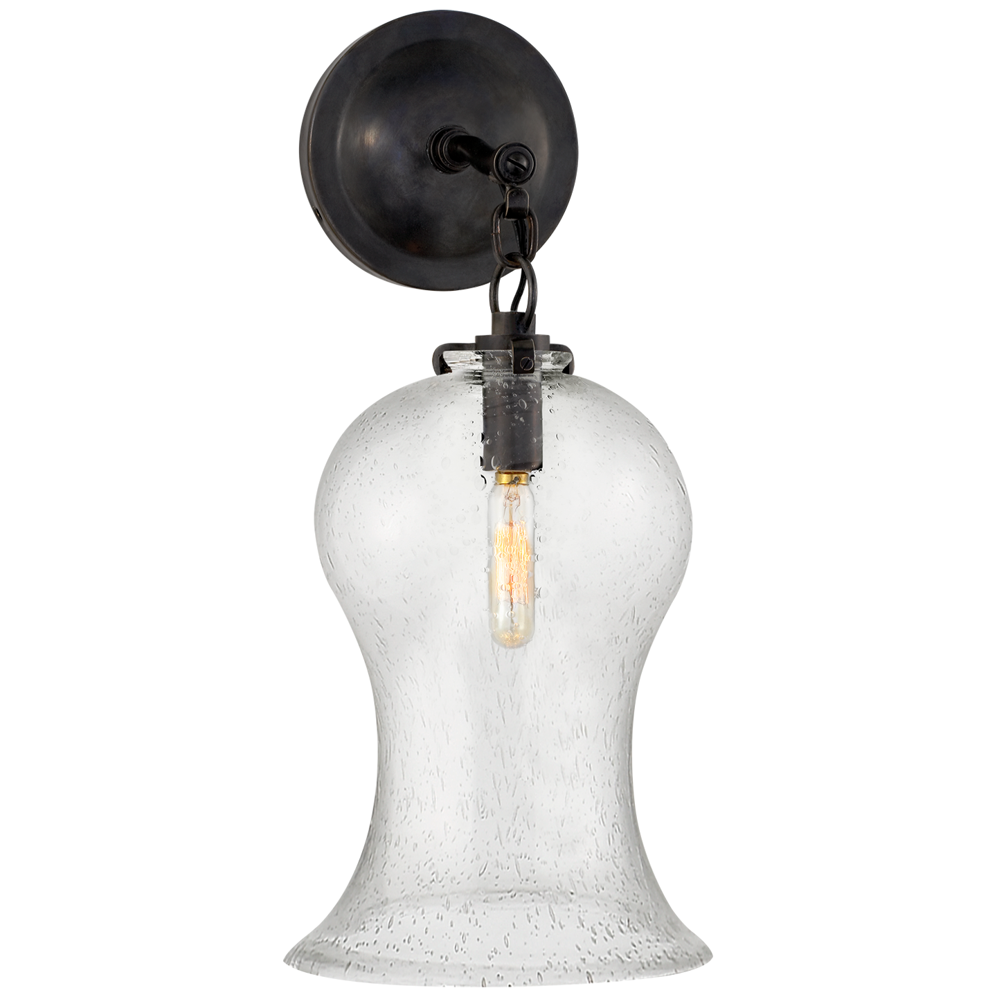 Katie Small Bell Jar Sconce in Bronze with Seeded Glass