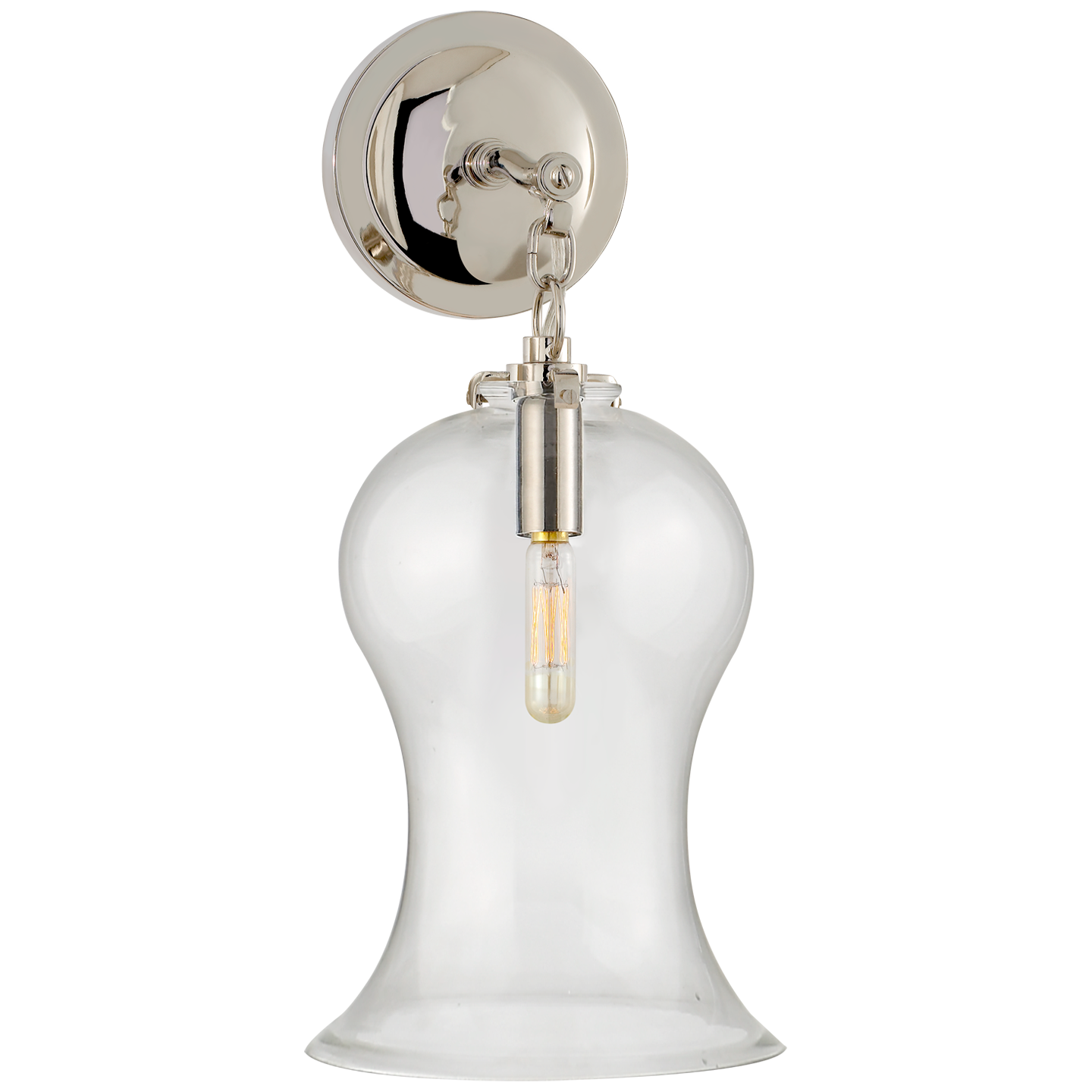 Katie Small Bell Jar Sconce in Polished Nickel with Clear Glass